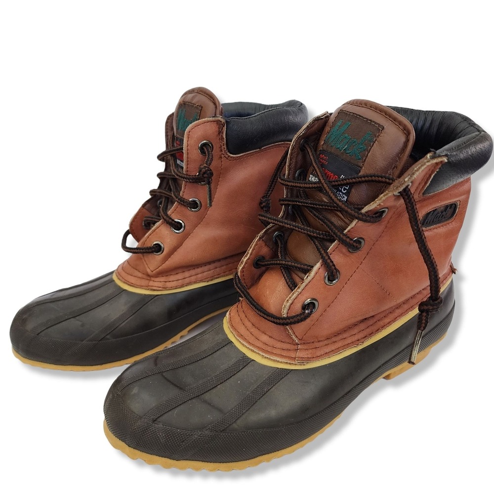 Mack Mens Waterproof Duck Boots Sherpa Lined Steel Shank Brown Black Size 8